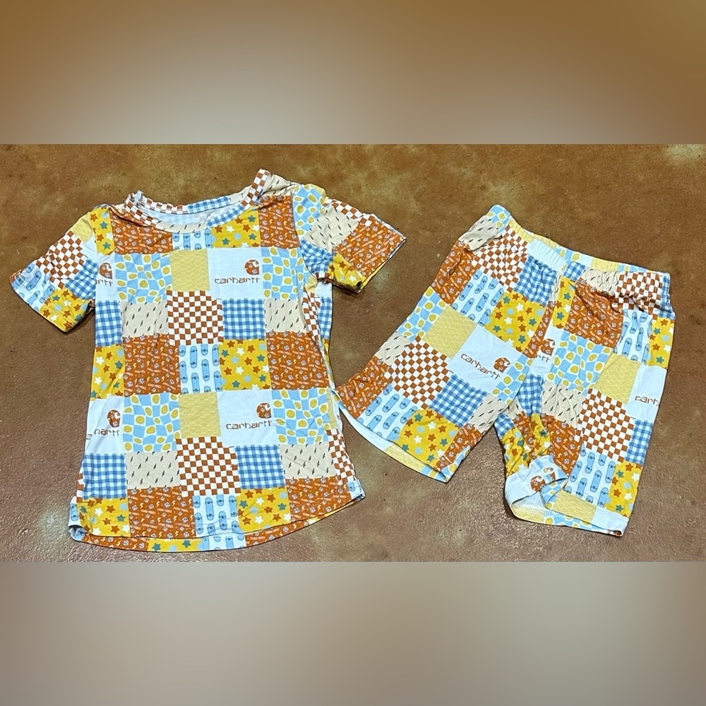 New Carhartt Kids Patchwork Bamboo Pajama Set or Short Set Daywear. Girl or Boy